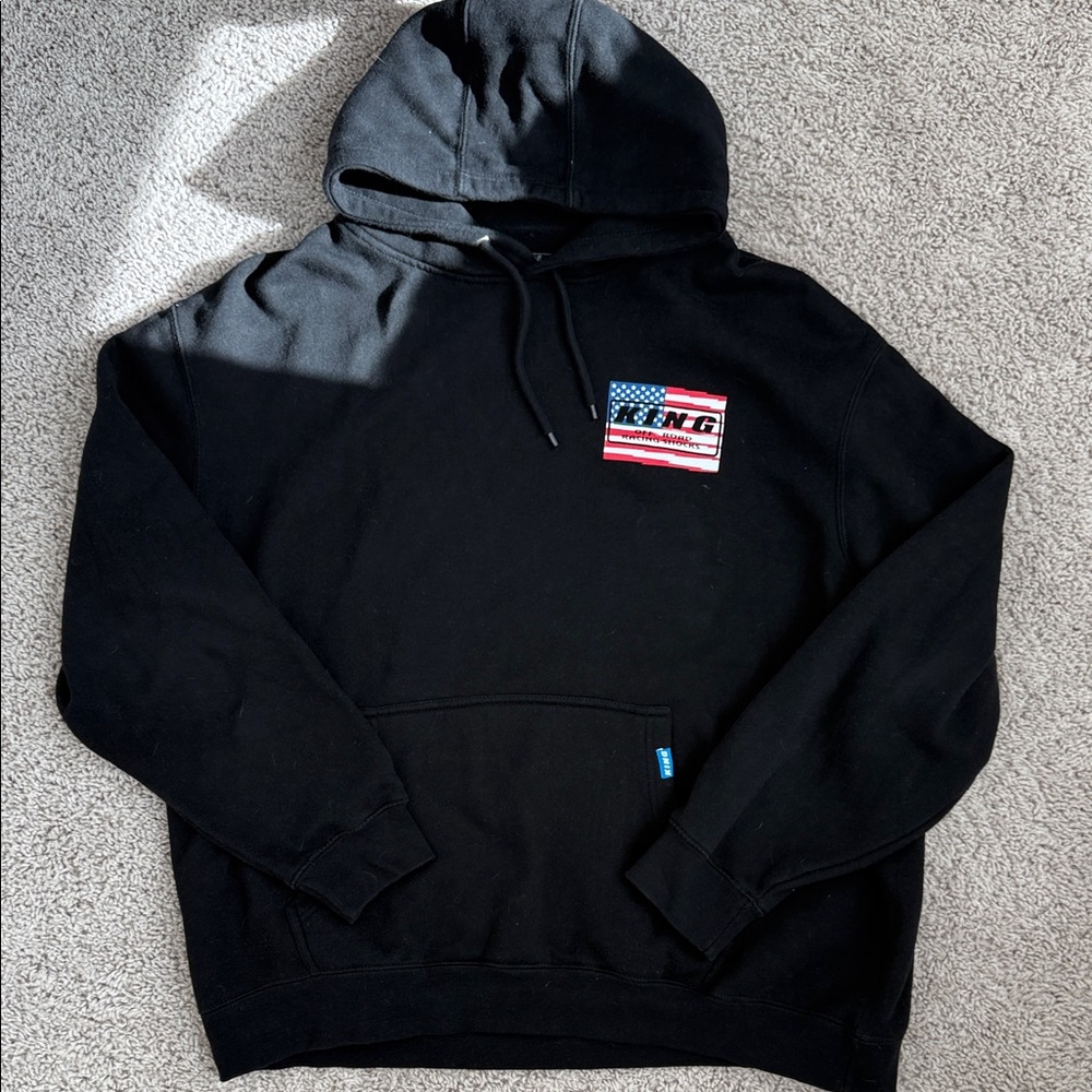 Classic Black Hoodie with Flag Patch